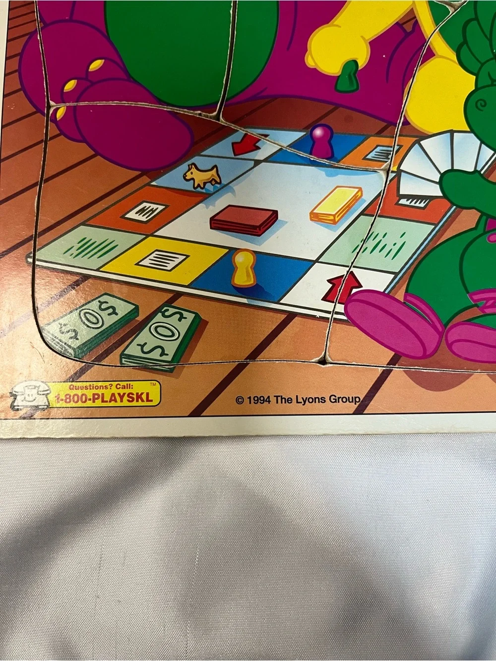Vintage Playskool 1994 Barney BJ Baby Bop 8 Pc Wooden Tray Puzzle Dinosaur Toy